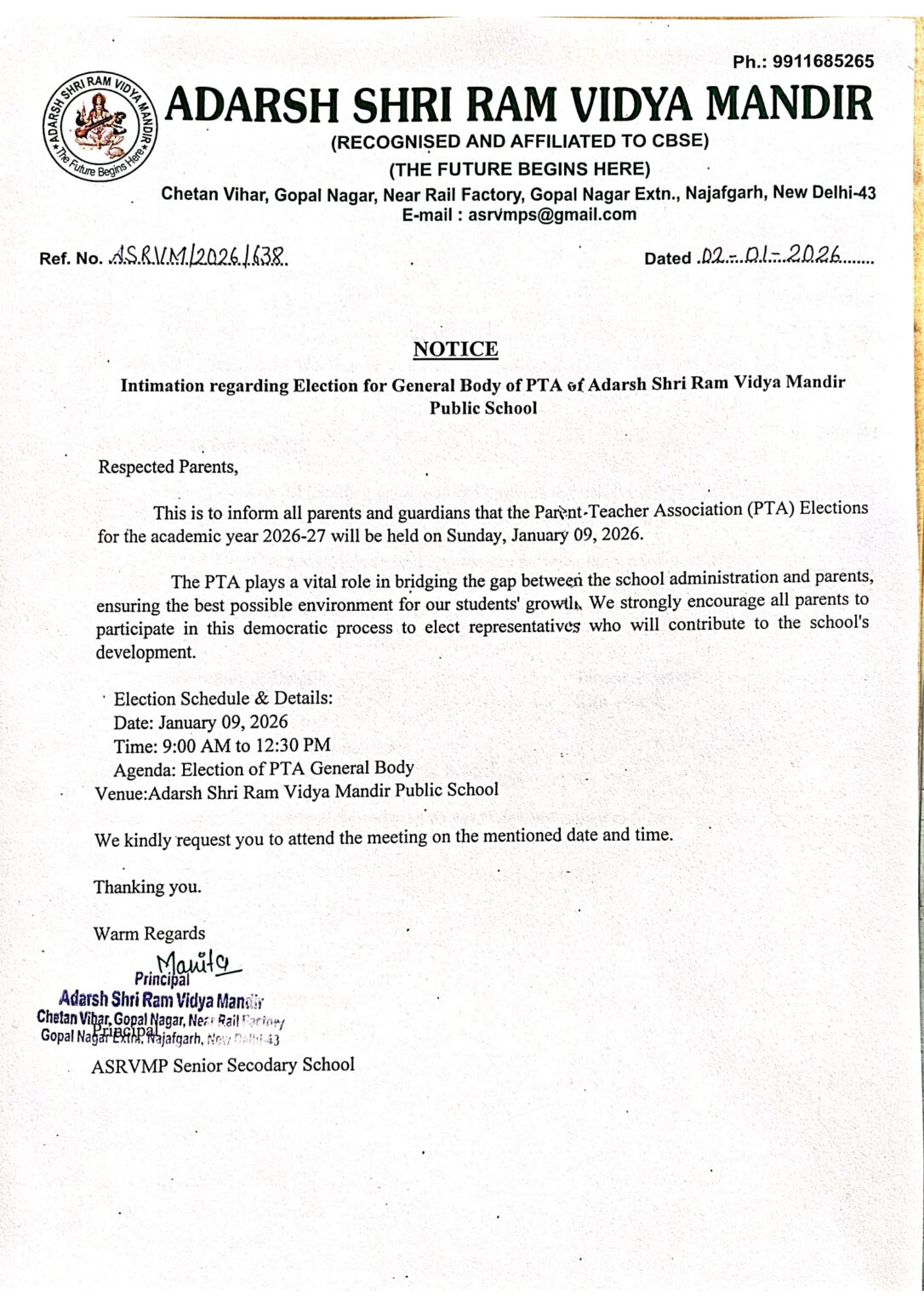 PTA Notice